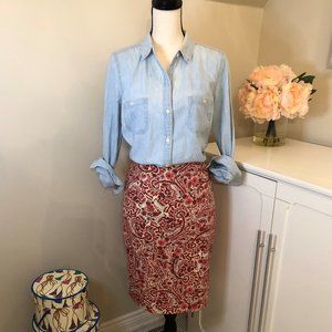 Ann Taylor LOFT, Multi-Color Cotton Stretch Paisley Pencil Skirt, Size 10